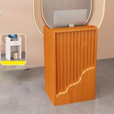 Mesa de recepção, balcão de varejo para caixa de compras, mesa de recepção de varejo, mesa de boas-vindas moderna, com luzes e gavetas com trava, para salão, recepção, escritório, supermercado,