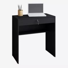Escrivaninha Para Quarto Pequena com Prateleira e Gaveta(Preto)