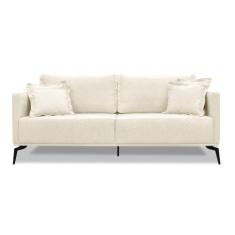 Sofá 3 Lugares Pé De Ferro Preto Rafaela 220 Cm Linho S04 - D'rossi Co