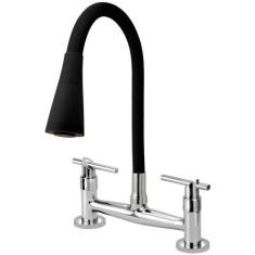 Torneira Misturador Gourmet Flexível Cone Preto Mesa - Furkin, Volante