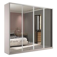 Guarda-Roupa Casal com Espelho Zermatt 4 PT 6 GV Bege - RR Móveis