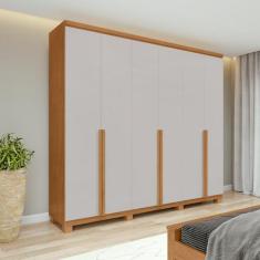 Guarda-Roupa Casal Alonzo 6 Portas 4 Gavetas Amêndoa Clean/Off White -