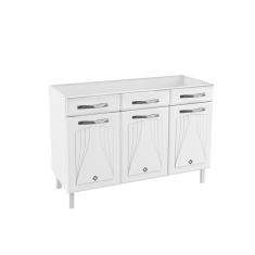 Balcão De Cozinha De Aço Triplo Telasul Branco Para Pia