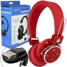 Fone de Ouvido sem fio Bluetooth com Microfone Knup KP-367 Vermelho