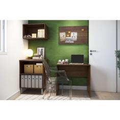Conjunto para Escritório Home Office com Escrivaninha Nogueira Dourado Luciane Móveis