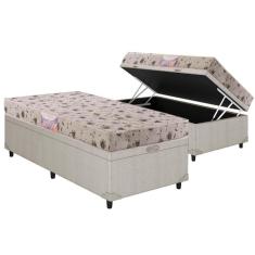 Cama Box Baú Solteiro: Colchão Espuma Herval D26 Sueño + Base CRC Courano Clean(88x188)