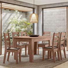 Conjunto Sala De Jantar Itália 1,35 Com 6 Cadeiras Amêndoa 61c