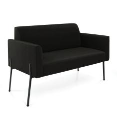 Sofá Namoradeira 2 Lugares Pé de Ferro Preto Marisa Suede Preto D03 - D`Rossi