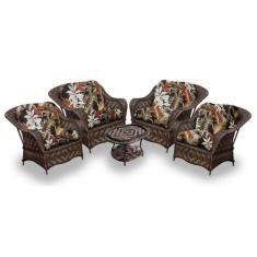 Conjunto de Poltronas Fibra Sintética Naja - 4 Poltronas + 1 Mesa Cent