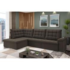 Sofá de Canto 6 Lugares Retrátil Reclinável Suede Veludo Dallas Flexfo