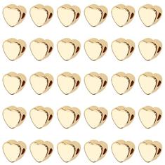 Shapenty Contas espaçadoras de coração banhadas a ouro 14K latão amor coração solto pingente para dia dos namorados dia das mães enfeite de Natal pulseira colar brinco pingente artesanato DIY, 30