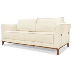Sofa Balli 3 Lugares 210cm Pes Madeira Linho 223 Perola Ezz Perola