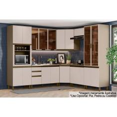 Kit de Cozinha Completa 10 Peças Connect (3Aéreos+3Balcões+2Paneleiros+2Complementos) C6P24 Duna/Cristal - Henn