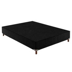 Cama Box Base Casal Sommier Rústico Bordado Black (138X188X20) - Paropas