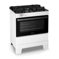 Fogão a Gás Mesa de Vidro Forno 84L Esmaltec IDEAL Top Glass Branco 5 bocas Bivolt