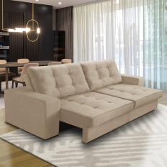 Sofá Retrátil e Reclinável 2 lugares 1,70m com Molas Marcela Suede Bege Adonai Estofados