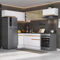 Armário Cozinha Completa de Canto Veneza Multimóveis V2095, Branco/Dou