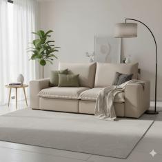 Sofá 5 Lugares Luizzi Greco Revestido em Tecido Veludo Slim Assento Retrátil Encosto Reclinável - 290cm de Largura