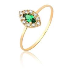 Anel Esmeralda Natural Diamantes Verdadeiros Ouro 18K As511 - Maehler