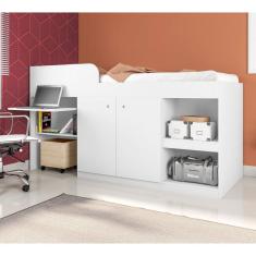 Cama Multifuncional com Escrivaninha Juvenille Art In Móveis Branco
