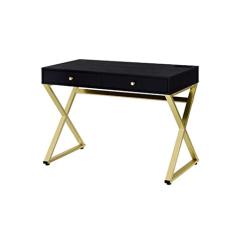 Mesa de penteadeira com gavetas, mesa moderna de computador, laptop, escrivaninha, penteadeira de maquiagem com pernas de metal para estudo de quarto (mesa preta com espelho) (mesa X preta com USB)