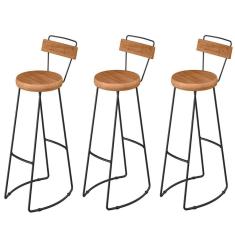 Kit 3 Banquetas Alta Com Encosto Para Aérea Gourmet York