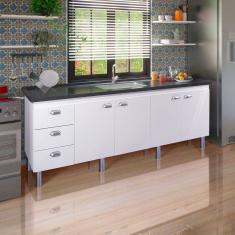 Armário para Cozinha 174 Cm 4 Portas 3 Gavetas São Luis Branco