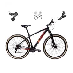 Bicicleta Aro 29 Ksw Xlt 24v K7 Câmbios Shimano Freio Hidráulico Garfo Trava Pneu Faixa - Preto/vermelho/laranja Tam.15
