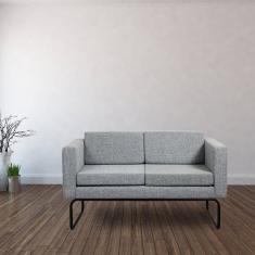 Sofá Fixo 2 Lugares para Sala de Estar Cinza