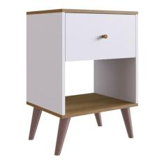 Mesa De Cabeceira 01 Gaveta RE001 Branco Mel PP Milani Store - Placa &