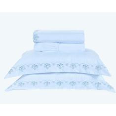 Lençol Solteiro Urban Bordado 200 Fios Algodão Branco/Prata - Doce Lar