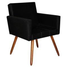 Poltrona Decorativa Pés Palito Vitoria Suede Preto - Kasa Sofá
