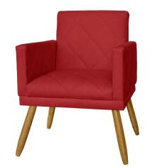 Poltrona Decorativa Pés Palito Nina Estilo Matelassê Vermelho - DS Est