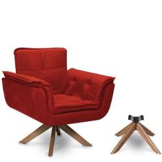 Poltrona Argus Base Palito Giratória 01 Lugar Bisart, Vermelho