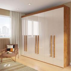 Guarda-Roupa Casal Lajedo 6 pt Imbuia e Off White