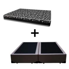 Cama Box Casal 138 Bipartido Tecido Sintético Marrom Com Colchão Belize Bello Box - D33 Preto 57x138x188