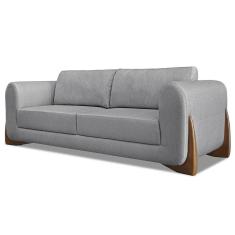 Sofá 2 Lugares Base De Madeira 180cm Izzy S06 Linho Cinza - Mpozenato