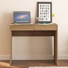 Mesa Escrivaninha Tijuca 90cm 2 Gavetas Castanho - Politorno, Marrom, 
