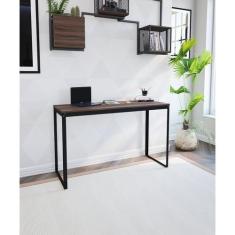 Escrivaninha Mesa Escritório 110x55 110cm Preto Fosco E Nogal - Comple
