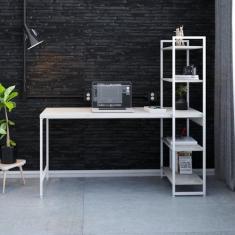 Escrivaninha Mesa Escritório com Estante Estilo Active 4 Prateleiras 1