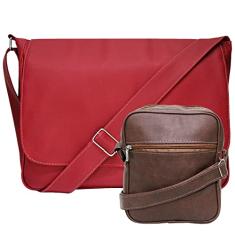 Kit Bolsa Pasta Carteiro Masculina Tiracolo E Shoulder Bag