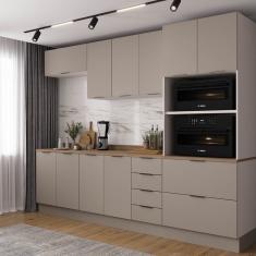 Cozinha Modulada 5 Peças com Tampo com Rodapé Ipanema Cabecasa Madeiramadeira Cinza Trama