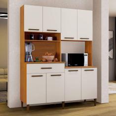 Armario De Cozinha 8 Portas 1 Gaveta Curitiba Cor:naturalle/off