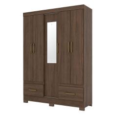 Guarda Roupa Solteiro B60 Castanho com Espelho – Briz Móveis