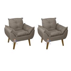 Kit 02 Poltrona/Cadeira Decorativa Glamour Opala Com Pés Quadrado