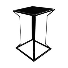 Mesa Lateral Alta Puebla decoração Sala Quarto escritório - Preto/preto