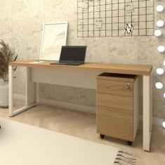 Mesa Escrivaninha Industrial 170cm com Gaveteiro e Pés Metal - F5 Offi