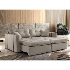 Sofa Cama e Reclinavel Lisboa 2,60m 05 Lugares Mola Ensacada Txr, Linh