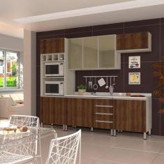 Cozinha Completa 5Peças Tampo Vidro Reflecta Lis Legno Crema - LUCIANE