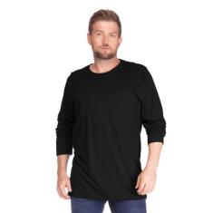 Camiseta Masculina BásicaManga Longa Plus Size - FORE, Preto, G2